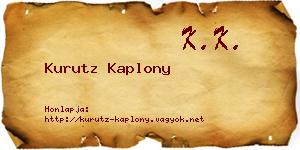 Kurutz Kaplony névjegykártya